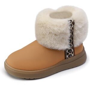 Cozy Tan Fur-Lined Kids Boots